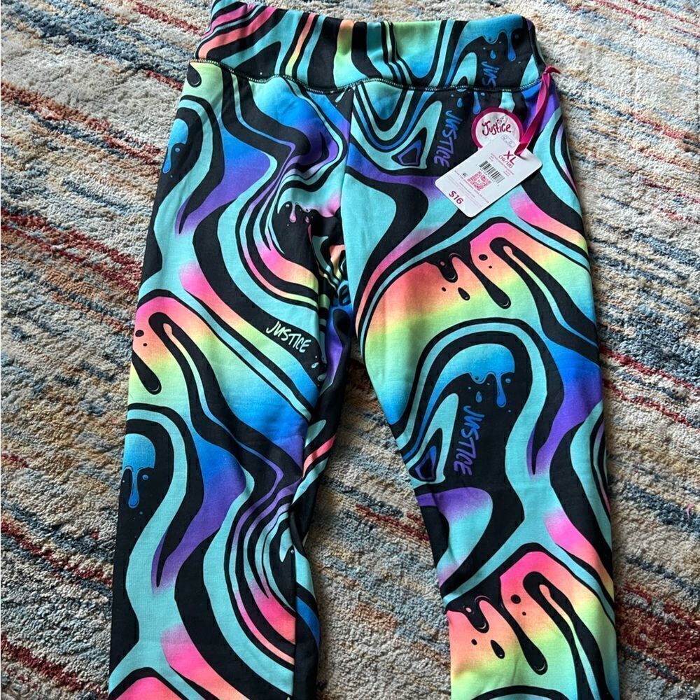 Justice multi color leggings with fleece inside